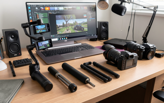 Accessoires vidéo indispensables : trépied, gimbal, micro pour créer du contenu